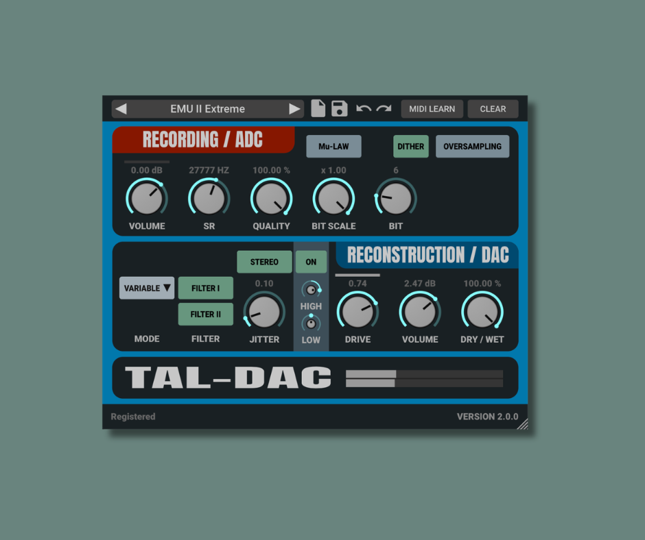 TAL-DAC - Free Mixing & Mastering Plugins Plugin
