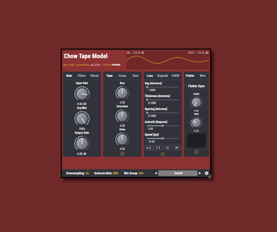 Chow Tape Model - Free Mixing & Mastering Plugins Plugin